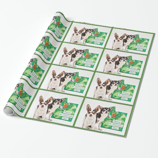 Papier Cadeau Saint Patrick's Day Chihuahua's (Déroulé)