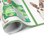Papier Cadeau Saint Patrick's Day Chihuahua's (Coin rond)