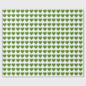Papier Cadeau Saint Patrick's day, coeur vert irlandais scintill (Plat)