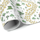 Papier Cadeau Saint Patrick's Day Leprechaun Pot d'or (Coin rond)