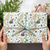 Papier Cadeau Saint Patrick's Day Leprechaun Pot d'or