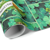 Papier Cadeau Saint Patrick's Day Leprechaun Shamrock de trèfle (Coin rond)