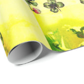 PAPIER CADEAU SAINT PATRICK'S DAY LUNE LADY AVEC SHAMROCK (Coin rond)