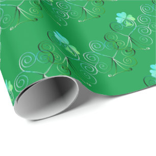 Papier Cadeau Saint Patrick's Day Shamrock Curly Green