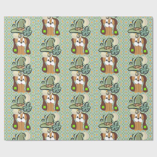 Papier Cadeau Saint Patrick's Day Wrapping Papier Chien (Plat)