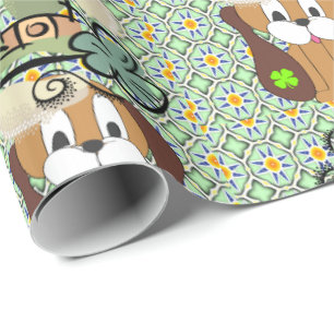 Papier Cadeau Saint Patrick's Day Wrapping Papier Chien