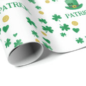 Papier Cadeau Saint Patricks Leprechaun Clover personnalisé (Coin rond)