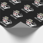 Papier Cadeau Saint vache drôle animal jeu de mots foncé BG (Coin)