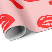 Papier Cadeau Saint Valentin Amour Coeurs et lèvres (Coin rond)