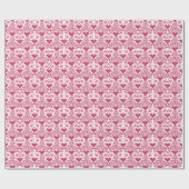Papier Cadeau Saint Valentin Amour rose, rouge et Motif blanc (Plat)