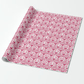 Papier Cadeau Saint Valentin Amour rose, rouge et Motif blanc (Déroulé)
