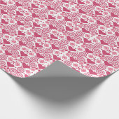 Papier Cadeau Saint Valentin Amour rose, rouge et Motif blanc (Coin)