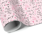 Papier Cadeau Saint-Valentin : Arrière - plan "Je t'aime". (Coin rond)