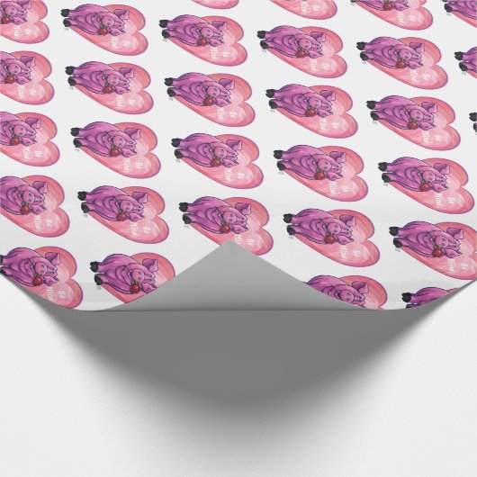 Papier Cadeau Saint Valentin au cochon (Coin)