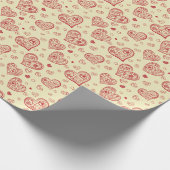 Papier Cadeau Saint-Valentin aux Coeurs rouges dessinés à la mai (Coin)