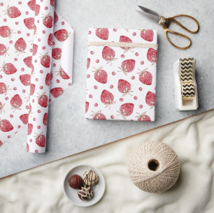 Papier Cadeau Saint-Valentin aux fraises
