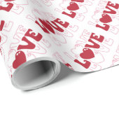 Papier Cadeau Saint-Valentin avec coeurs Amour  (Coin rond)