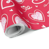 Papier Cadeau Saint-Valentin avec l'amour et les flèches (Coin rond)