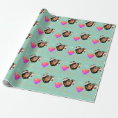 Papier Cadeau Saint Valentin avec oiseau canari (Déroulé)