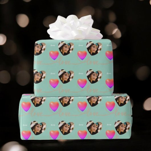 Papier Cadeau Saint Valentin avec oiseau canari