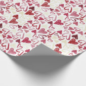 Papier Cadeau Saint Valentin Beau Coeurs rouges gribouillés (Coin)