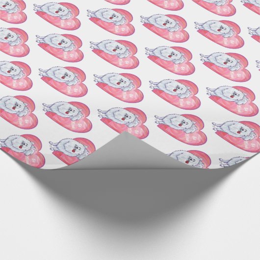 Papier Cadeau Saint-Valentin blanche de Pomeranian (Coin)