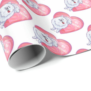 Papier Cadeau Saint-Valentin blanche de Pomeranian