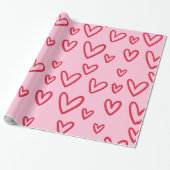 Papier Cadeau Saint Valentin Cadeaux Amour Coeurs rouges (Déroulé)