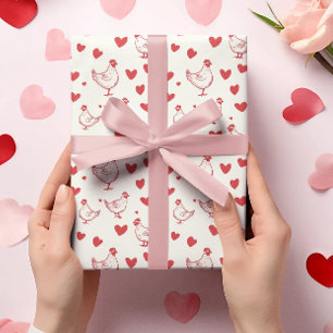 Papier Cadeau Saint-Valentin Chicken Heart Love