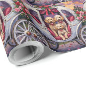 Papier Cadeau Saint-Valentin Chien Caniche  (Coin rond)