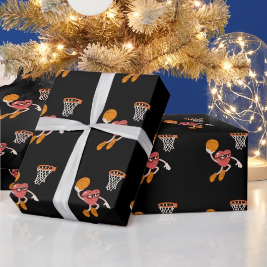 Papier Cadeau Saint Valentin Coeur Dunking mignonne Basketball (Vacances)