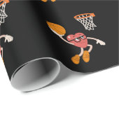 Papier Cadeau Saint Valentin Coeur Dunking mignonne Basketball (Coin rond)