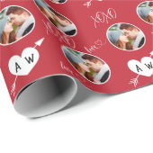 Papier Cadeau Saint-Valentin Coeur & Initiales Photo personnalis (Coin rond)