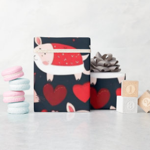 Papier Cadeau Saint Valentin coeur rouge Envelopper papier