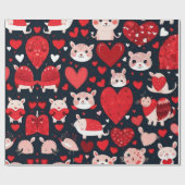 Papier Cadeau Saint Valentin coeur rouge Envelopper papier (Plat)