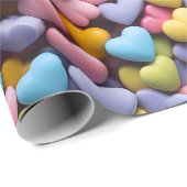 Papier Cadeau Saint Valentin Coeurs bonbons (Coin rond)