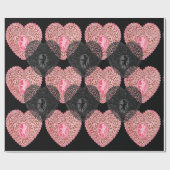 PAPIER CADEAU SAINT VALENTIN CŒURS EN DENTELLE ROSE CUPIDON (Plat)