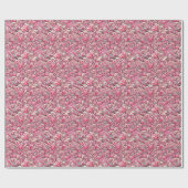 Papier Cadeau Saint-Valentin Coeurs et perles roses (Plat)