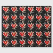 Papier Cadeau Saint Valentin Coeurs Roses Ajouter des noms (Plat)