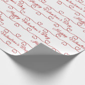 Papier Cadeau Saint-Valentin Coeurs rouges en blanc (Coin)