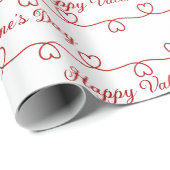 Papier Cadeau Saint-Valentin Coeurs rouges en blanc (Coin rond)