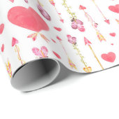 Papier Cadeau Saint-Valentin de flèches des coeurs "n" (Coin rond)