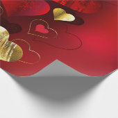 Papier Cadeau Saint-Valentin dorés et rouges (Coin)