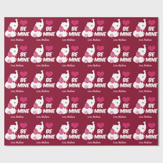 Papier Cadeau Saint Valentin Eléphant Be Mine (Plat)