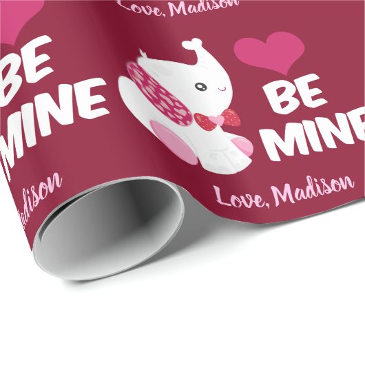 Papier Cadeau Saint Valentin Eléphant Be Mine (Coin rond)