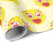 Papier Cadeau Saint Valentin Emoji (Coin rond)