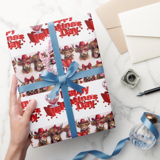 Papier Cadeau Saint-Valentin Enveloppement Papier Vache Coeurs r (Cadeaux)