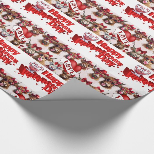 Papier Cadeau Saint-Valentin Enveloppement Papier Vache Coeurs r (Coin)