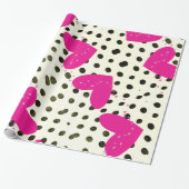 Papier Cadeau Saint Valentin Envelopper le papier Coeurs roses (Déroulé)