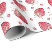 Papier Cadeau Saint-Valentin fraise (Coin rond)